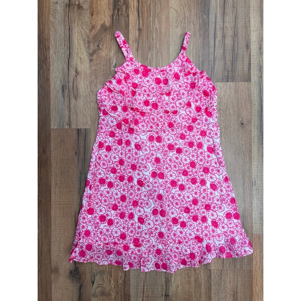 Isabel Garretón Girls 4 Pink Floral 100% Cotton Ruffle Hem‎ Dress Boutique